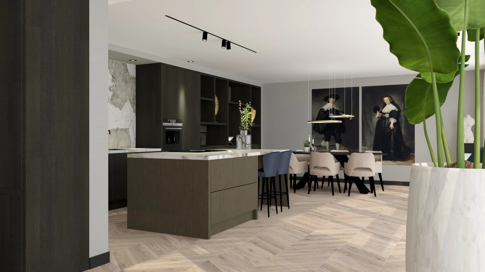 Chique appartement | Alphen aan den Rijn Alphen aan den Rijn - Dit appartement straalt luxe, warmte en verfijning uit. Bij binnenkomst voel je direct het comfort en de aandacht voor details, zoals je die in een stijlvol hotel verwacht. Ruimte, licht en hoogwaardige afwerking vormen samen een harmonieus geheel, waar wonen een beleving op zich wordt. Het interieur combineert elegantie met een warme, uitnodigende sfeer, precies wat de opdrachtgever voor ogen had.
