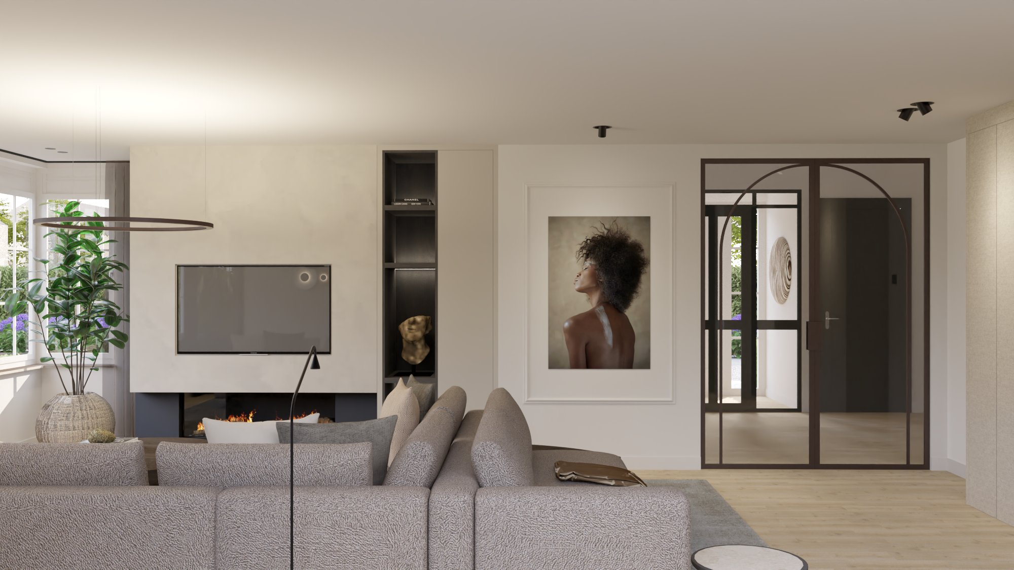 Stijlvolle villa | Reeuwijk Reeuwijk - Studio MBC ontwierp voor deze villa een verfijnd interieur waarin lichte, natuurlijke kleuren en materialen centraal staan. Subtiele donkere accenten geven diepte en karakter en zorgen voor een warme, uitnodigende sfeer.