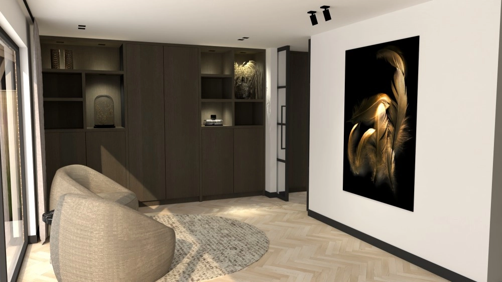 Vrijstaand wonen | Rotterdam Rotterdam - In deze vrijstaande woning is een interieur- en lichtontwerp gerealiseerd dat rust, warmte en luxe uitstraalt. Comfort en sfeer staan centraal in het ontwerp, waarbij elke ruimte zorgvuldig is afgestemd op functionaliteit en uitstraling.